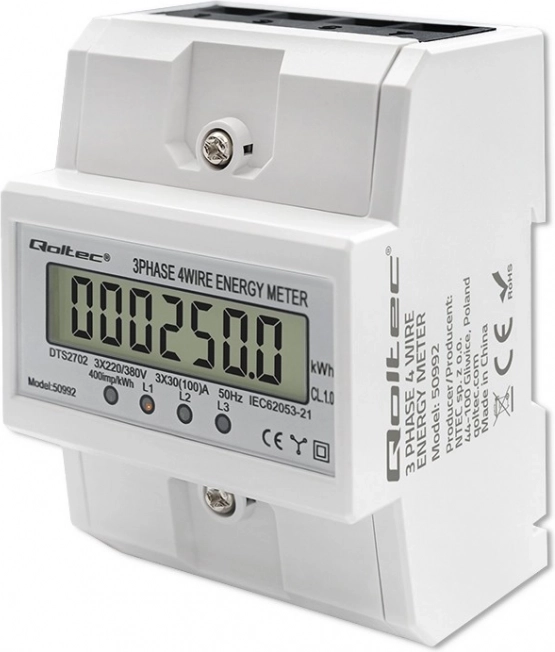 Trojfázový elektronický merač spotreby energie na DIN lištu