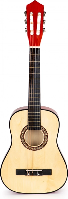 Detská veľká drevená gitara 6 strún ECOTOYS – Hnedá