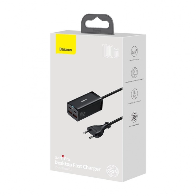 Nabíjačka Baseus GaN3 Pro s 2 USB-C a 2 USB portami, 100W