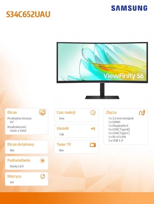 Zakřivený 34" monitor SAMSUNG ViewFinity S65UA
