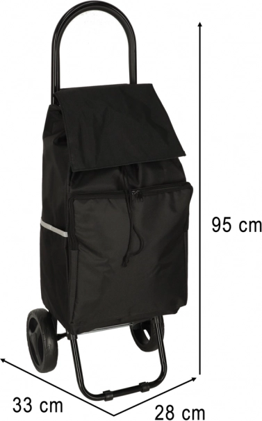 Čierny nákupný vozík na kolieskach s rámom