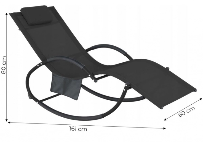 Záhradné ležadlo s organizérom, čierne
