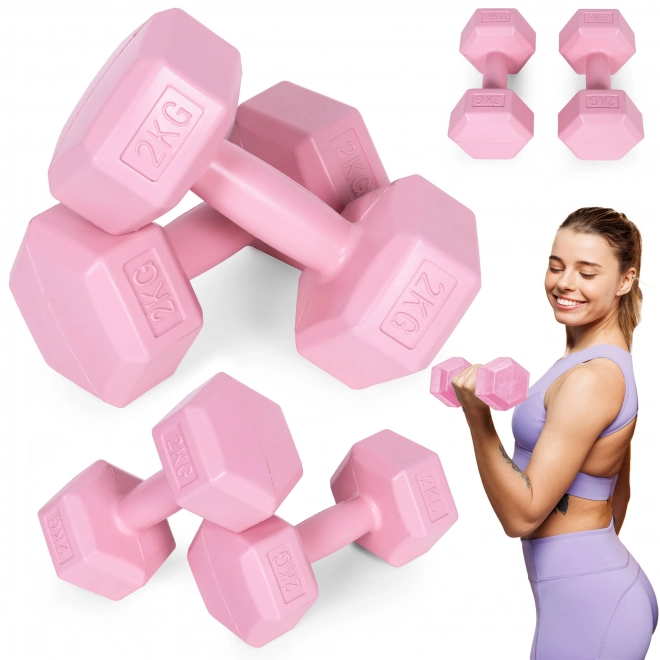 Sada ružových činiek 2x2 kg ModernHome pre fitness