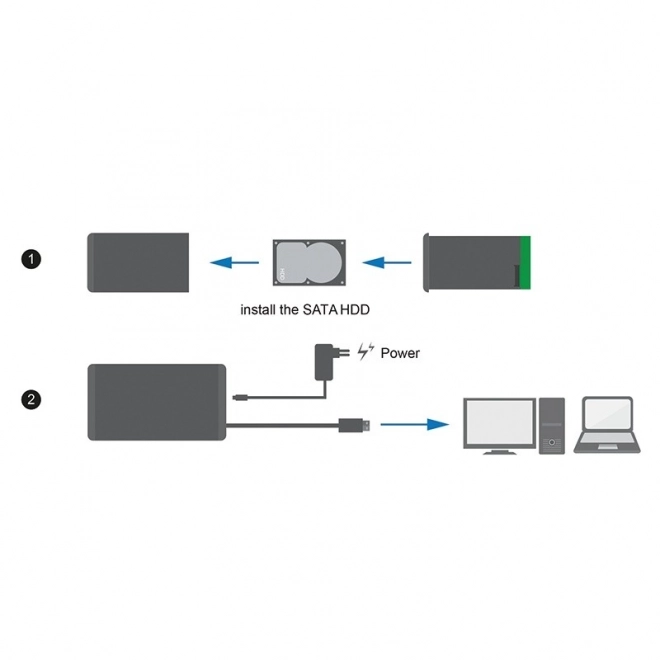 Vonkajší kryt HDD 3,5 palca, SATA, USB 3.0, čierny hliník