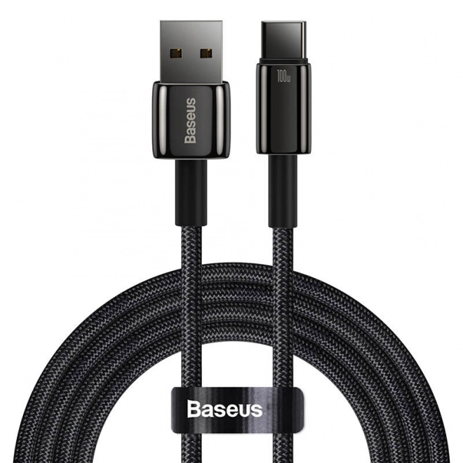 Kabel Baseus Tungsten Gold USB-C 100W 2m čierny