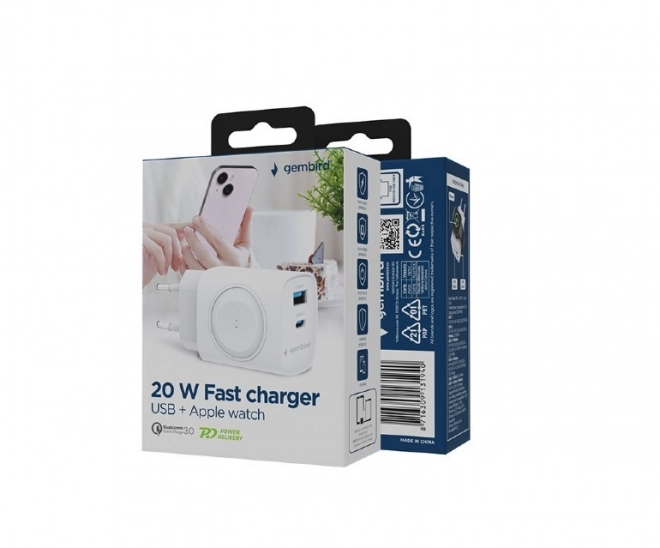 Výkonná USB nabíjačka s PowerDelivery a Quick Charge, biela