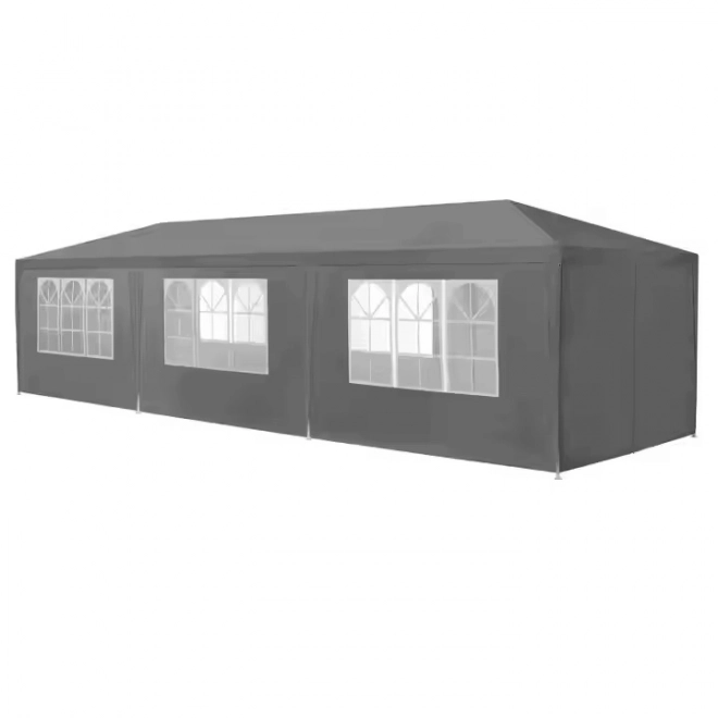 Záhradný pavilónový stan 3x9 m, 8 stien, sivý