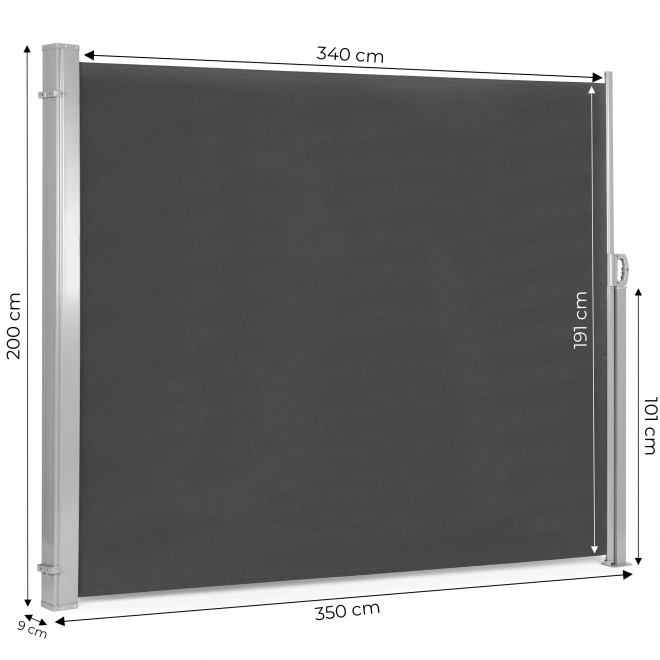 Skladacia bočná markíza 350x200 cm ochranná clona pre záhradu alebo terasu antracit MultiGarden