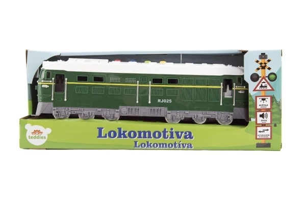 Lokomotíva/vlak plast 35cm na batérie so zvukom so svetlom v krabici 41x16x12cm – Zelená