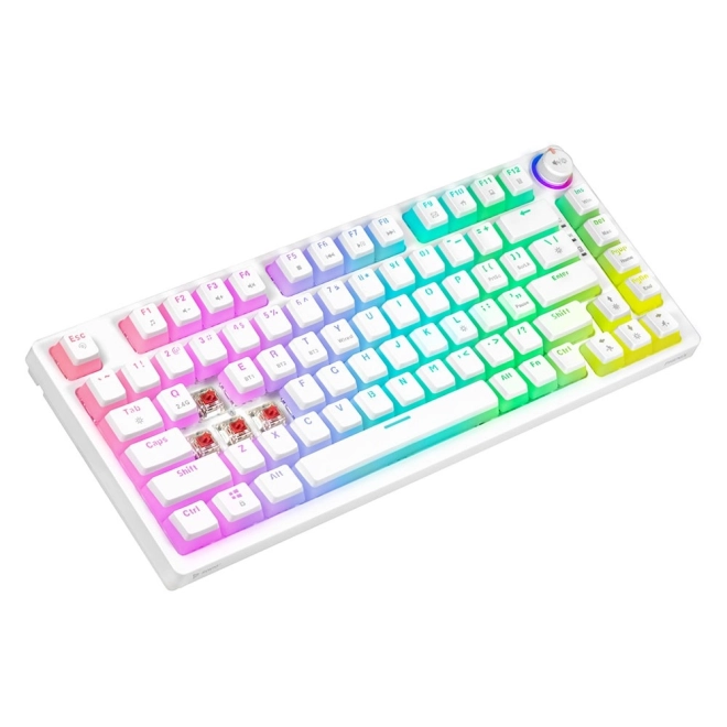 Mechanická bezdrôtová klávesnica Phenix White s Gateron Red Pro a pudding keycapmi
