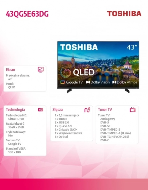 Televízor QLED 43-palcový