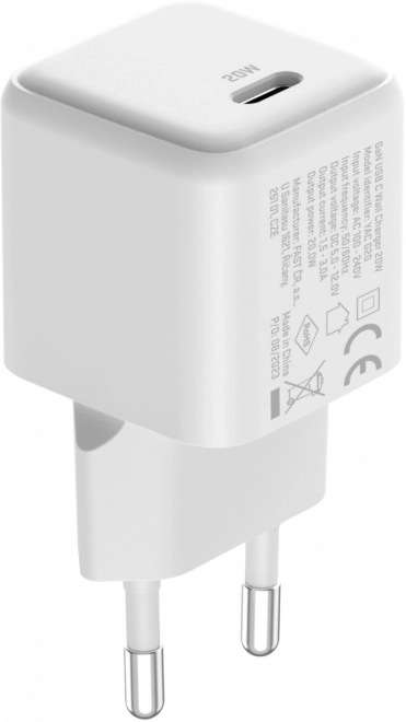 Biela sieťová nabíjačka USB C 20W s GaN technológiou