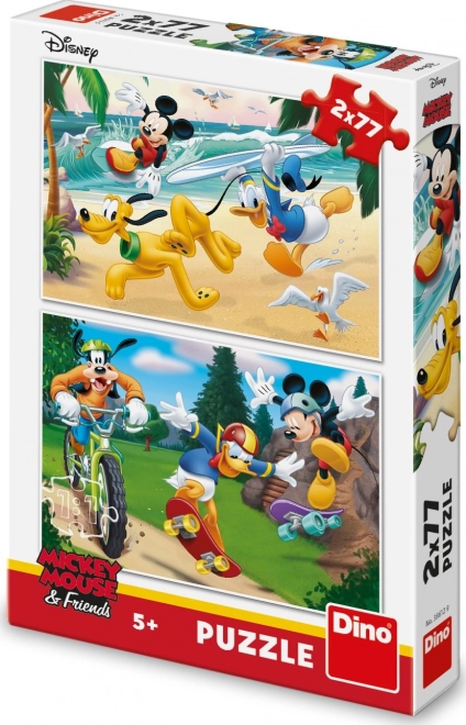 Detské puzzle Mickey športuje 2x77 dielikov
