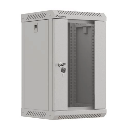 Lanberg 10-palcová nástenná racková skriňa 9U 300x300 šedá