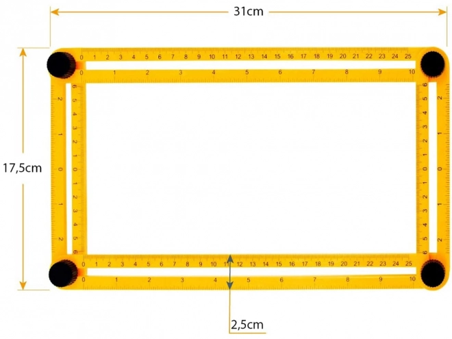 Viacúčelový uhlomer s pravítkom