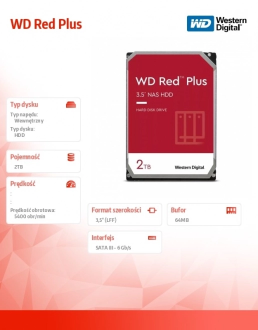 WD Red Plus 2TB pevný disk