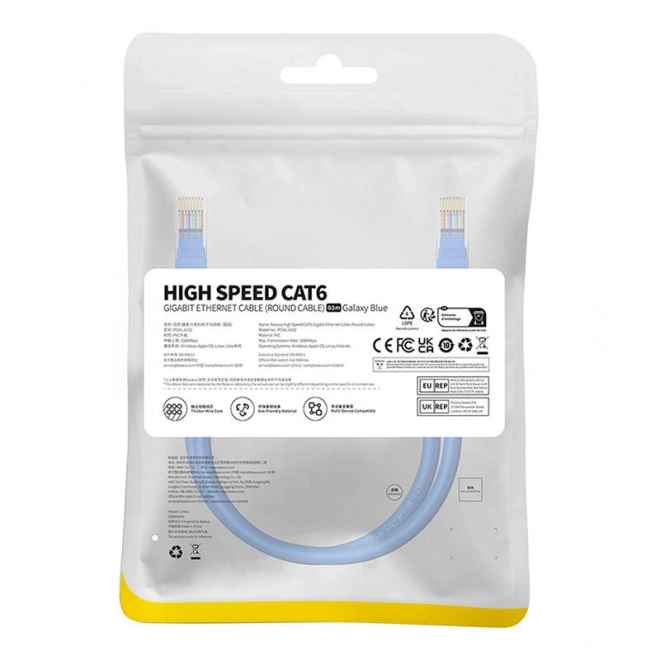 Kulatý kábel Baseus Ethernet RJ45 Cat.6 0,5 m modrý