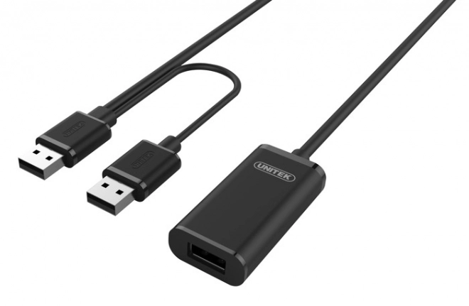 Aktívny USB 2.0 predlžovač 20m čierny