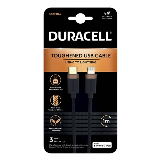 Duracell USB-C kábel na Lightning 1m čierny