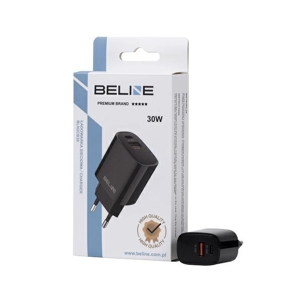 Beline 30W GaN nabíjačka USB-C + USB-A čierna