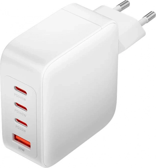 Sieťová nabíjačka Vention 140W GaN s 3× USB‑C a USB‑A (biela)