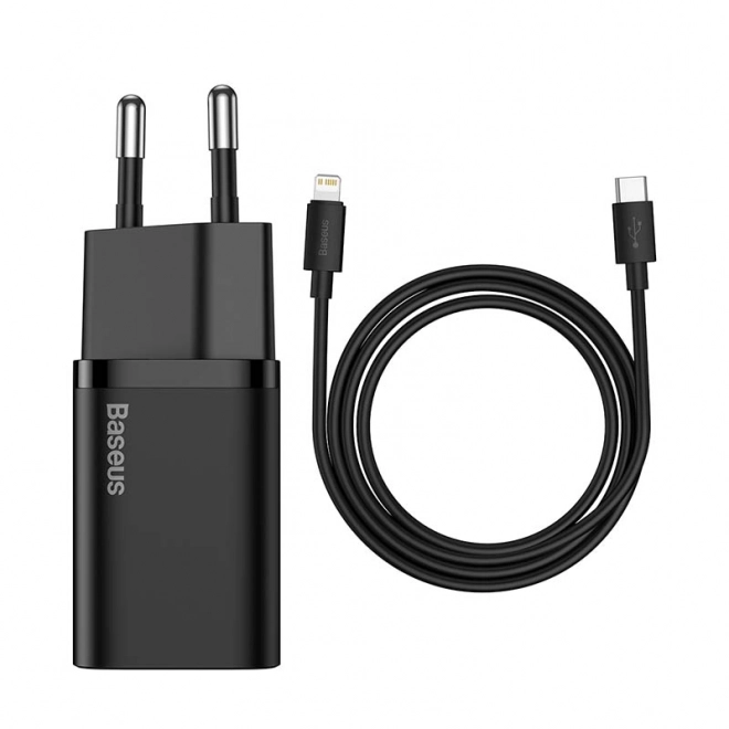 Rýchlonabíjačka Baseus Super Si 20W s USB-C na Lightning káblom 1m čierna