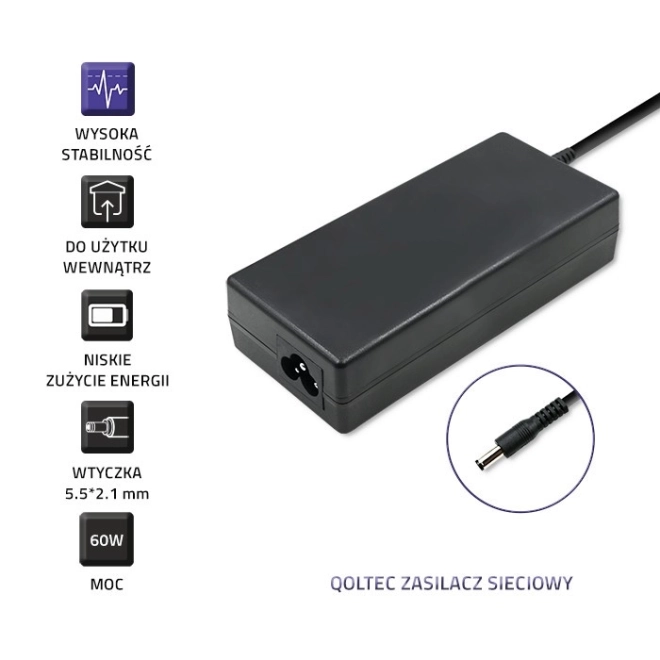 Desktopový adaptér 60W | 12V | 5A | 5.5*2.1 s napájacím káblom