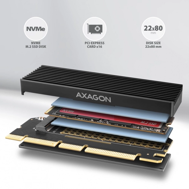 Interný adapter PCIe x16 M.2 NVMe s chladičom