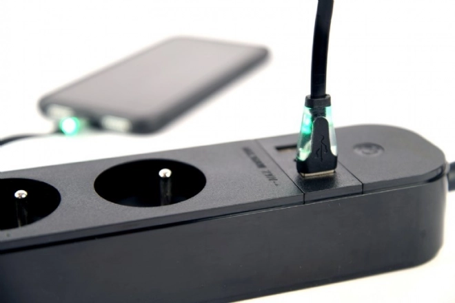 Inteligentná zásuvka Tuya 4xFR 2xUSB-A 1xUSB-C čierna