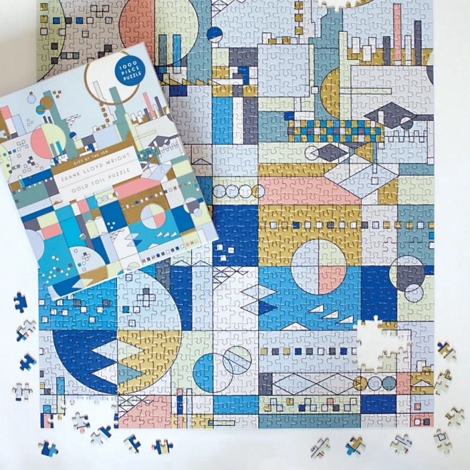 Metalické puzzle Frank Lloyd Wright: Mesto pri mori 1000 dielikov