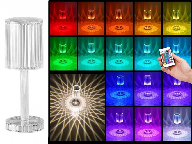 Krištáľová stolová LED RGB nočná lampa s USB a diaľkovým ovládaním