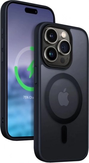 magnetické puzdro hybrid frost mag cover pre iphone 15 pro max, tmavomodré