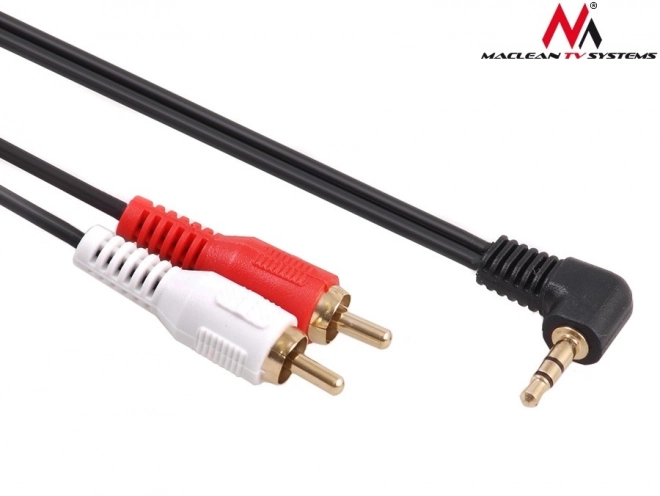 Kábel mini jack 3,5 mm uhlový 2RCA 3m čierny