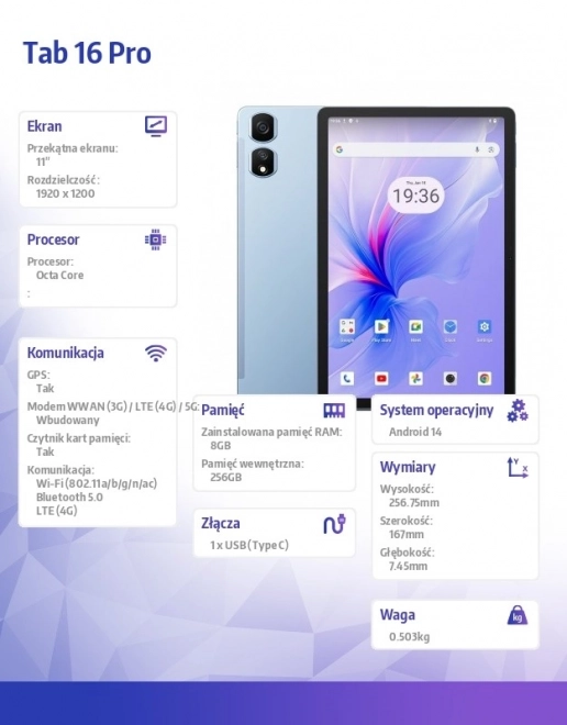 Tablet TAB 16 Pro LTE 11 palcový