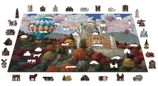 Drevené puzzle zámok Neuschwanstein 2v1