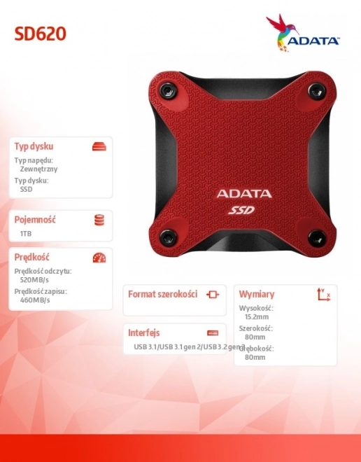 Externý SSD disk SD620 1TB červený