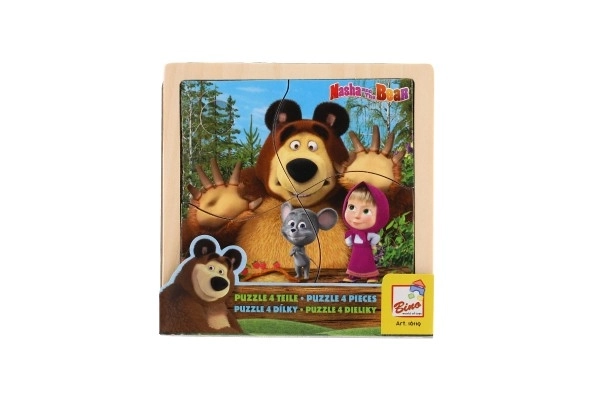Drevené puzzle s myškou Máša a Medveď 15cm