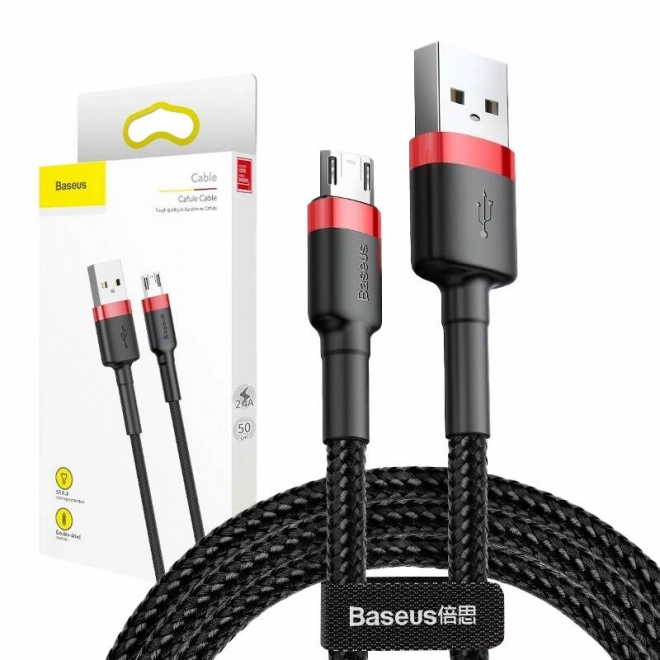 Kabel Baseus Cafule Micro USB 2,4A 1m červeno-čierny