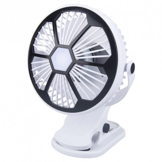 Stolný ventilátor s klipom a svetlom na dobíjanie