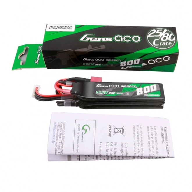 Lipo batéria pre airsoftové zbrane 11,1V 800mAh Gens ace