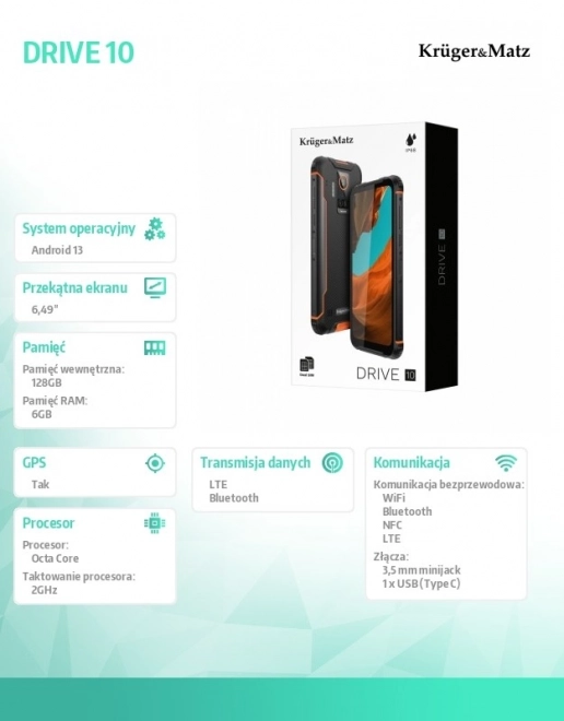Odolný smartphone Kruger&Matz Drive 10