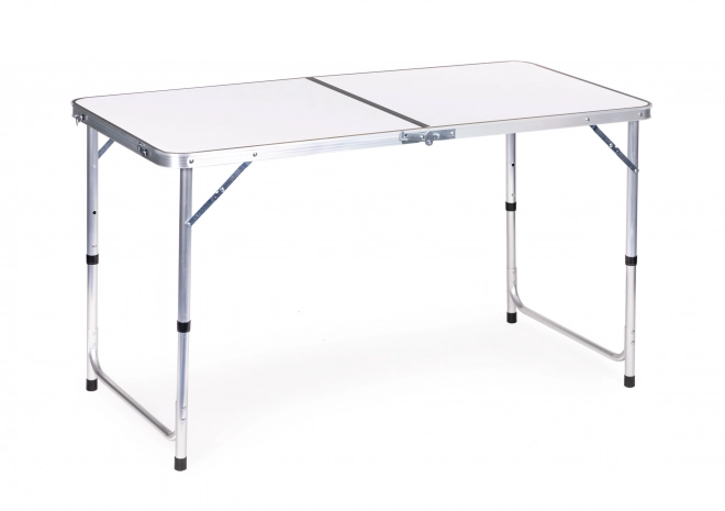 Skladací turistický stolík s bielou doskou 120 x 60 cm