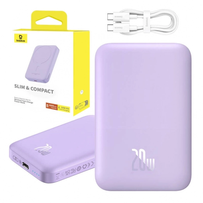 Baseus mini powerbanka 6000 mAh 20W fialová