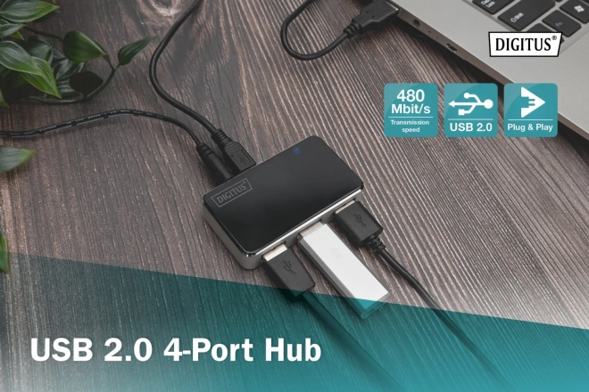 4-portový USB 2.0 HighSpeed USB hub