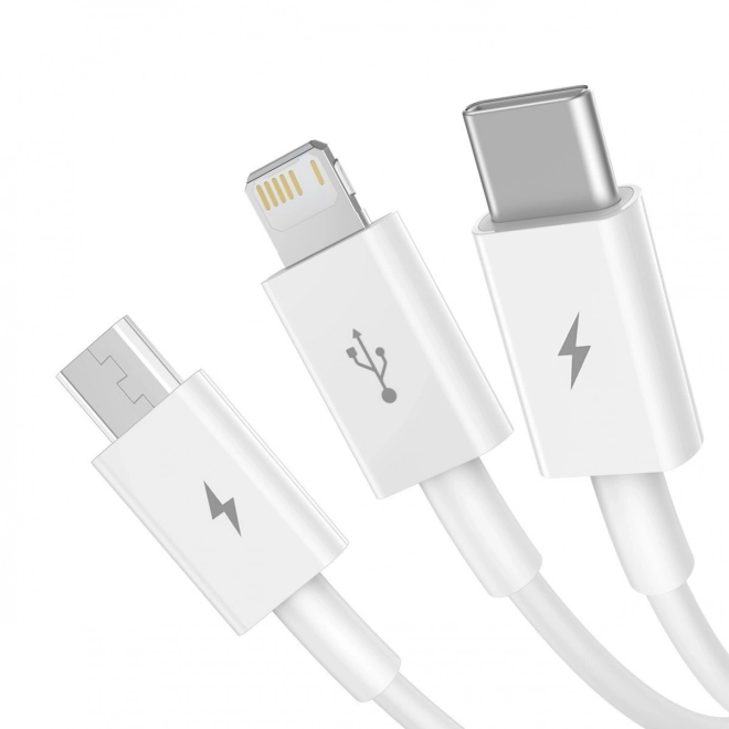 Kabel USB 3v1 Baseus Superior serija USB na micro USB / USB-C / Lightning 3,5 A 1,2 m Biela