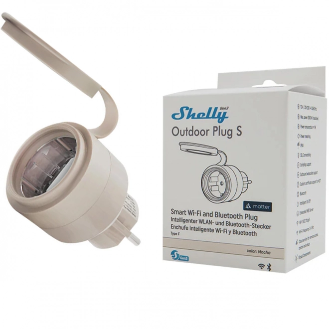 Inteligentná vonkajšia zásuvka Shelly Plug S Gen3 IP44