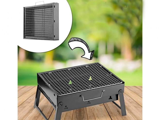 Prenosný skladací gril na drevené uhlie na kempovanie a BBQ