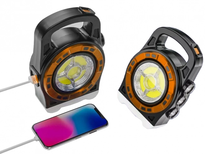 Solárna prenosná nabíjacia LED lampa s reflektorom a powerbankou