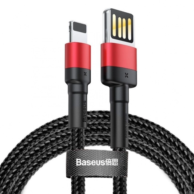 Obojstranný Kábel Usb Lightning 2,4 A 1 m Čierno-červený