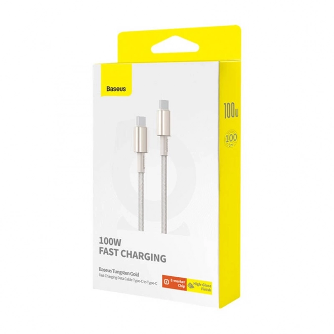 Kábel Baseus Tungsten Gold USB-C na USB-C, 100W, 1m